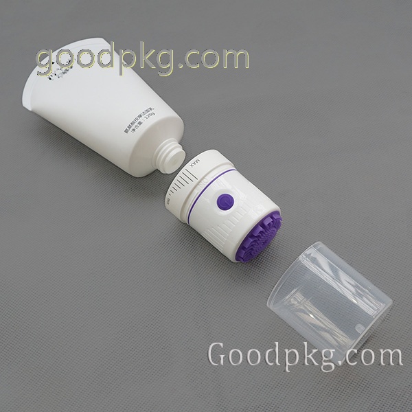 Plastic tube with Electric Vibrating Massager Brush Head for cosmetic